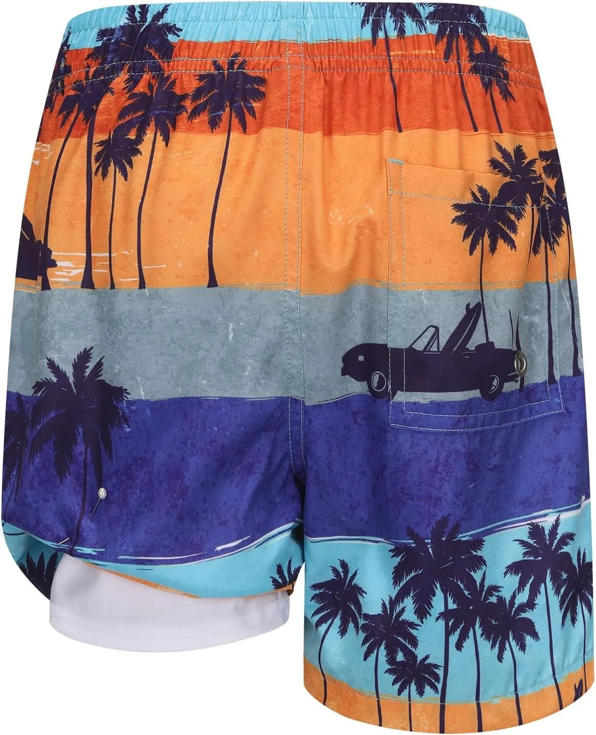 Aisyee Boys Swim Trunks with Compression Liner Swim Shorts Boys Boards Shorts with Boxer Brief Liner 7-16 Years