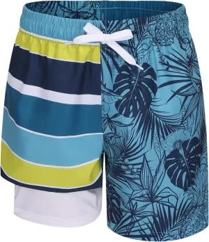 Boys Swim Trunks with Compression Liner for Kids Boys Quick Dry Board Shorts Beach Shorts Swimwear 3-16 Years