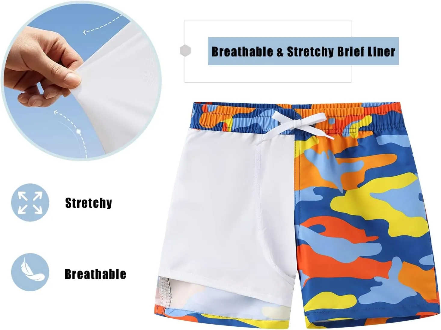 Boys Swim Trunks with Compression Liner for Kids Boys Quick Dry Board Shorts Beach Shorts Swimwear 3-16 Years