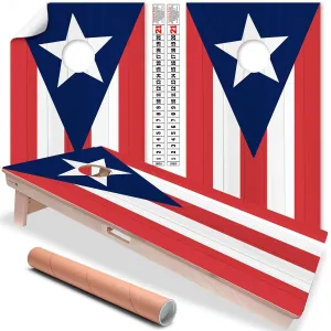Cornhole Board Wraps and Decals for Boards Set of 2 Skins Professional Vinyl Covers Sticker - Puerto Rican Flag Cornhole Wraps Stickers Cornhole Skins Cornhole Wraps for Boards