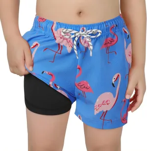 CULACCINO Boys Swim Trunks Boxer Brief Liner Anti Chafe Toddler Swim Shorts Boy Bathing Suit with Compression Liner 2-16T