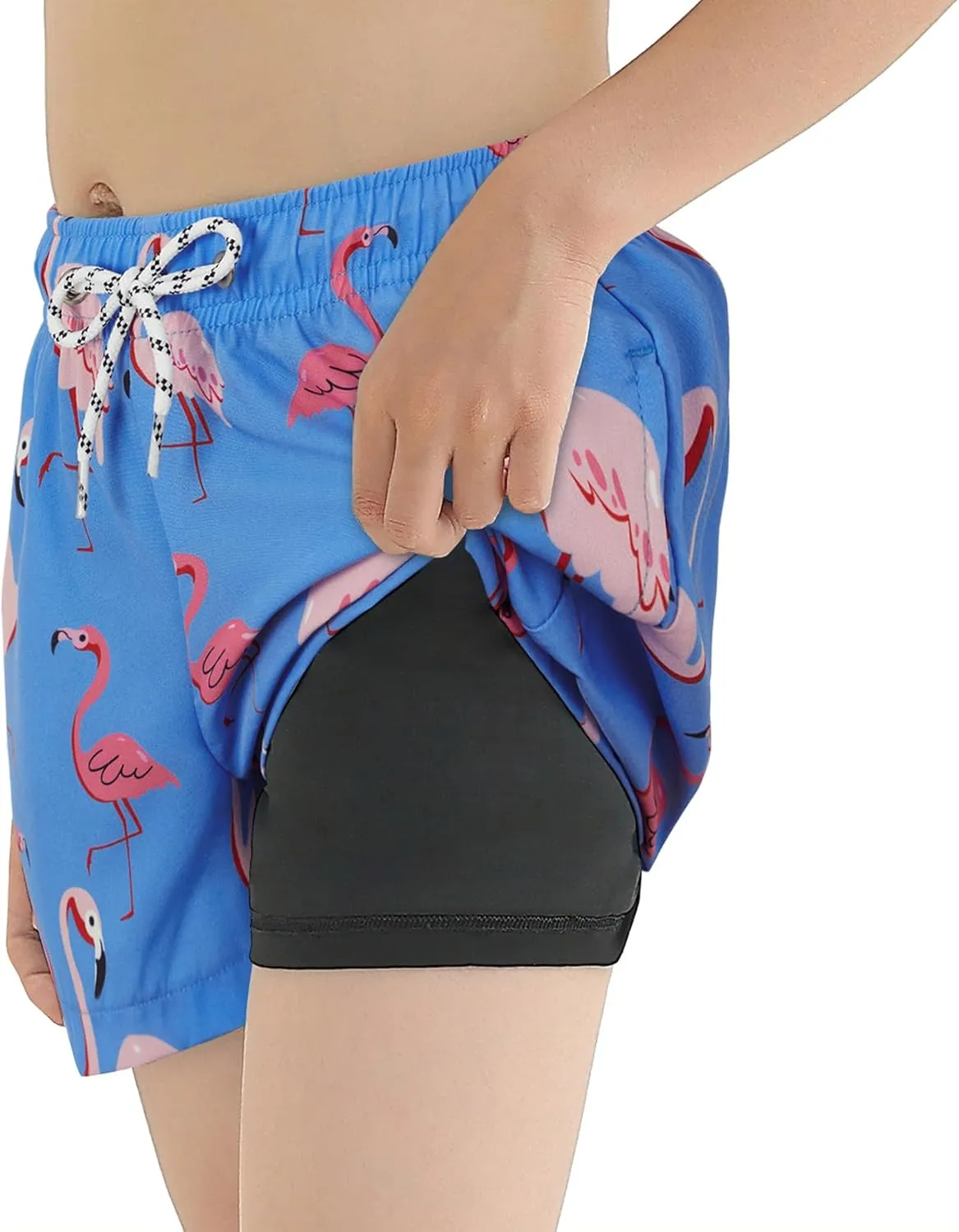 CULACCINO Boys Swim Trunks Boxer Brief Liner Anti Chafe Toddler Swim Shorts Boy Bathing Suit with Compression Liner 2-16T