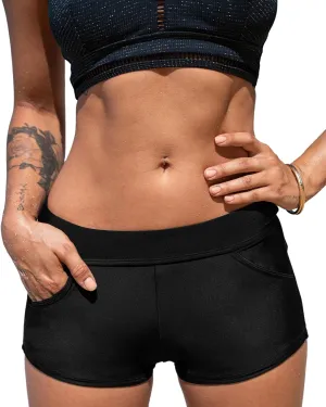 CUPSHE Womens Swimsuit Bikini Bottom Swim Board Shorts Quick Dry with Liner Pockets Full Coverage