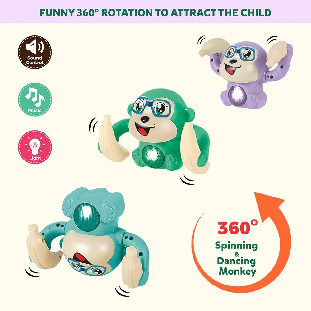 Dancing and Spinning Tumbling Monkey Toy with Light and Sound Control (Royal Purple)