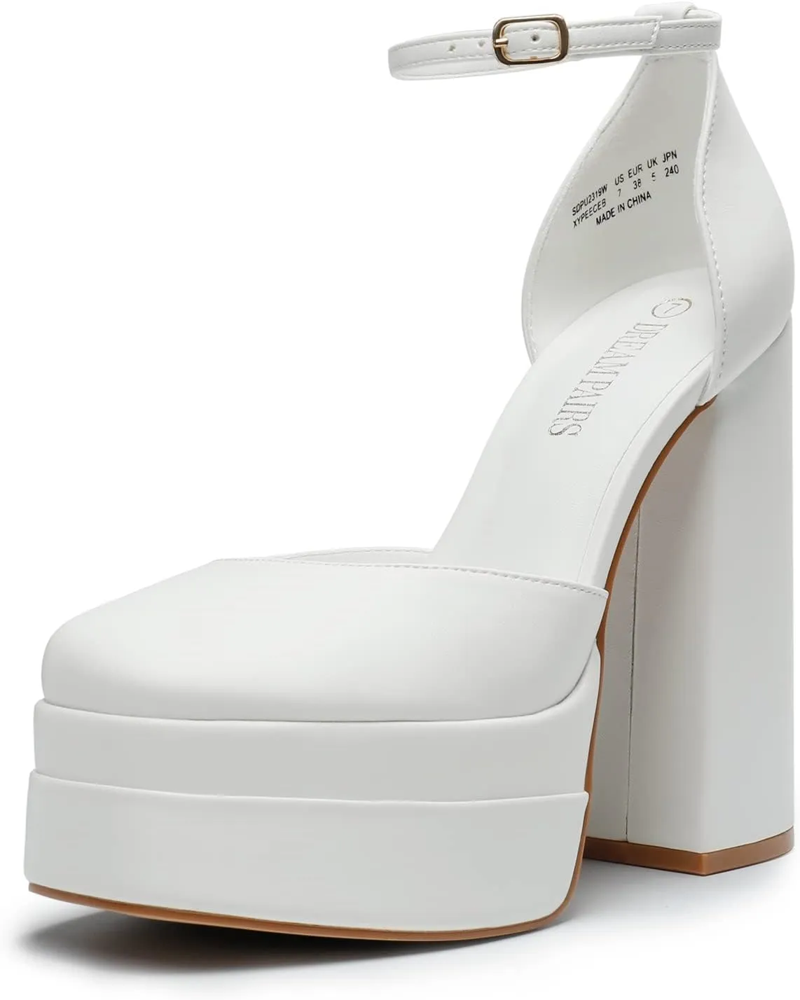 DREAM PAIRS Womens High Chunky Platform Closed Toe Block Heels Square Toe Ankle Strap Dress Wedding Party Pumps Shoes Aurelia