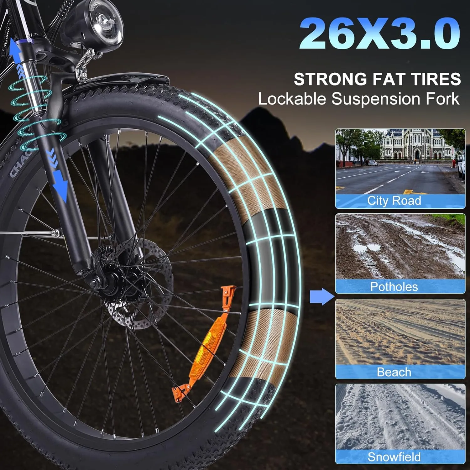 Electric Bike for Adults, 1200W Peak 30MPH Electric City Cruiser Bicycle, 26" x 3.0 Fat Tire Step-Thru Ebike with 48V 16AH/14.5AH Removable Battery, 7-Speed Folding Electric Commuter Bike