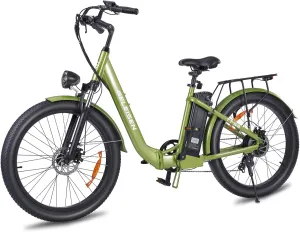 Electric Bike for Adults, 1200W Peak 30MPH Electric City Cruiser Bicycle, 26" x 3.0 Fat Tire Step-Thru Ebike with 48V 16AH/14.5AH Removable Battery, 7-Speed Folding Electric Commuter Bike
