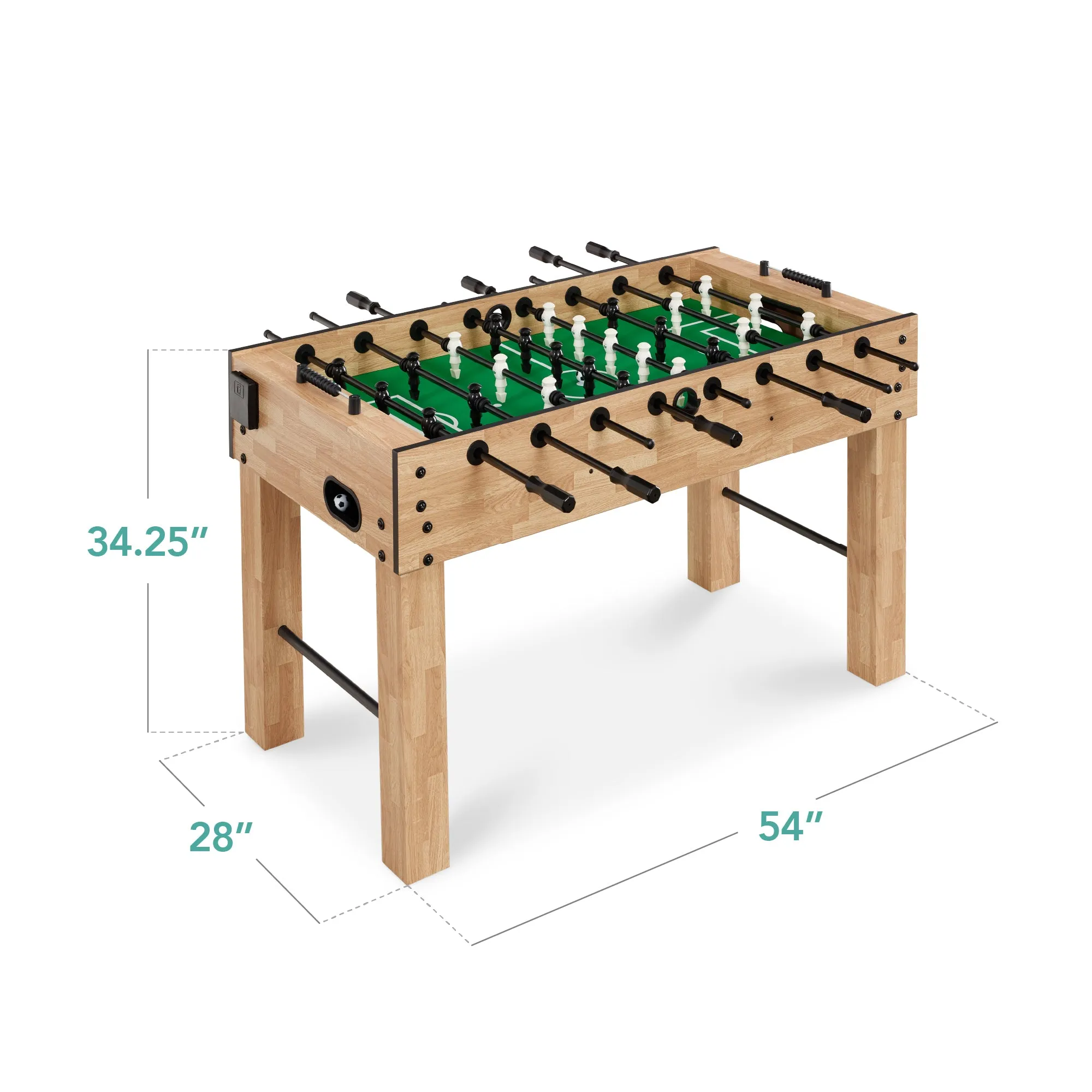 Full Size Regulation Foosball Table w/ 2 Balls, 2 Cup Holders - 54in
