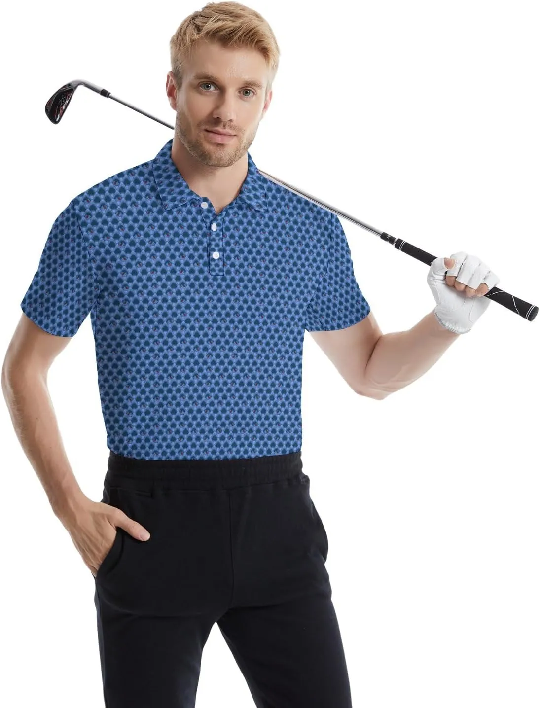 Golf Shirts for Men Funny Polo Short Sleeve Performance Moisture Wicking Quick Dry Mens Hawaiian Polo Shirt