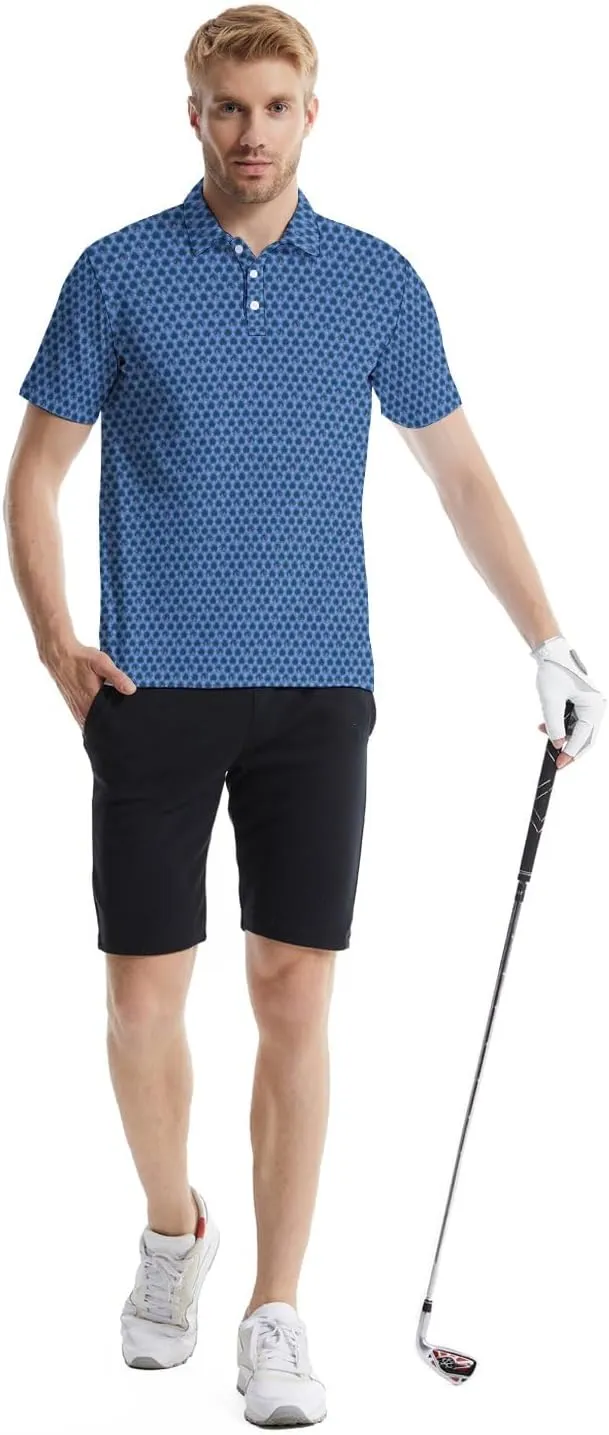 Golf Shirts for Men Funny Polo Short Sleeve Performance Moisture Wicking Quick Dry Mens Hawaiian Polo Shirt