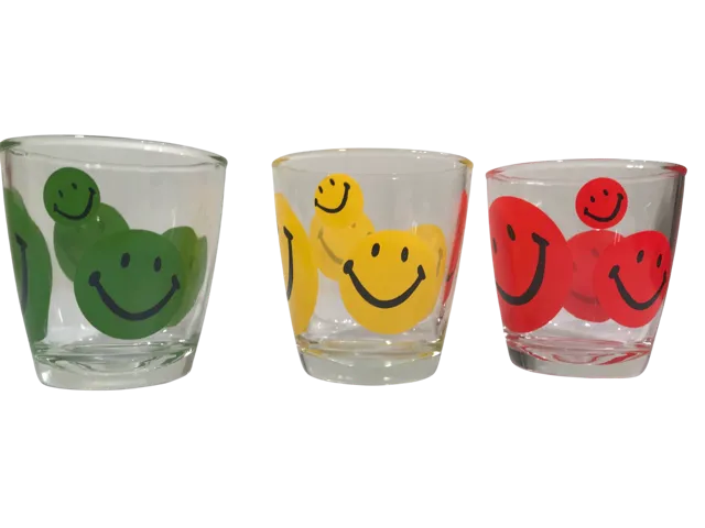 Hazel Atlas Retro Smiley Face Glasses (Set of 3)