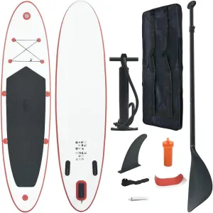 Inflatable Stand Up Paddle Board Set with Oar and Pump, Puncture-Proof Design for Stable Water Fun, Red and White
