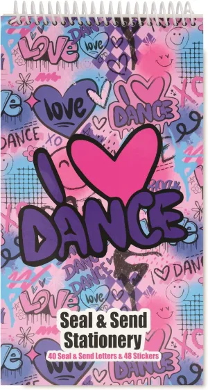 iscream   Corey Paige Designs Seal and Send 40 Sheet Stationery Note Card Pad with Seals - Love to Dance