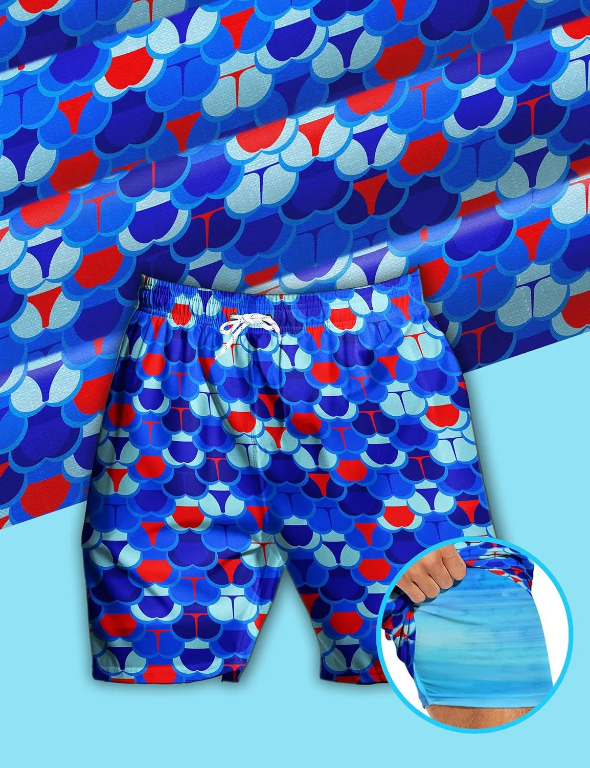 Men's Swim Trunks with Compression Liner 5" Inseam Mens Quick Dry Board Shorts with 4 Pockets for Beach Vacation