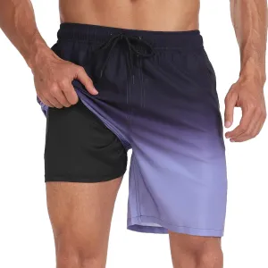 Mens Swim Trunks with Compression Liner 7 inch Inseam Bathing Suit Swim Shorts Men