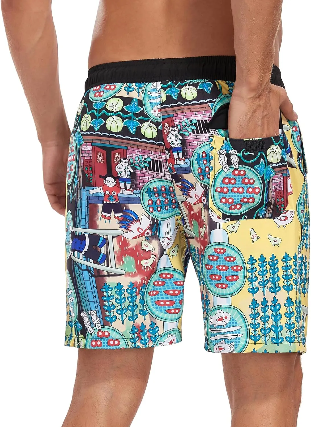 Mens Swim Trunks with Compression Liner 7 inch Inseam Bathing Suit Swim Shorts Men