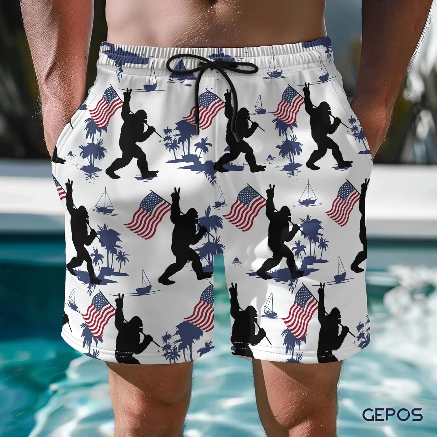 Men's Swim Trunks with Funny Print Quick Dry Swimsuits Beach Shorts with Pockets Summer Gifts