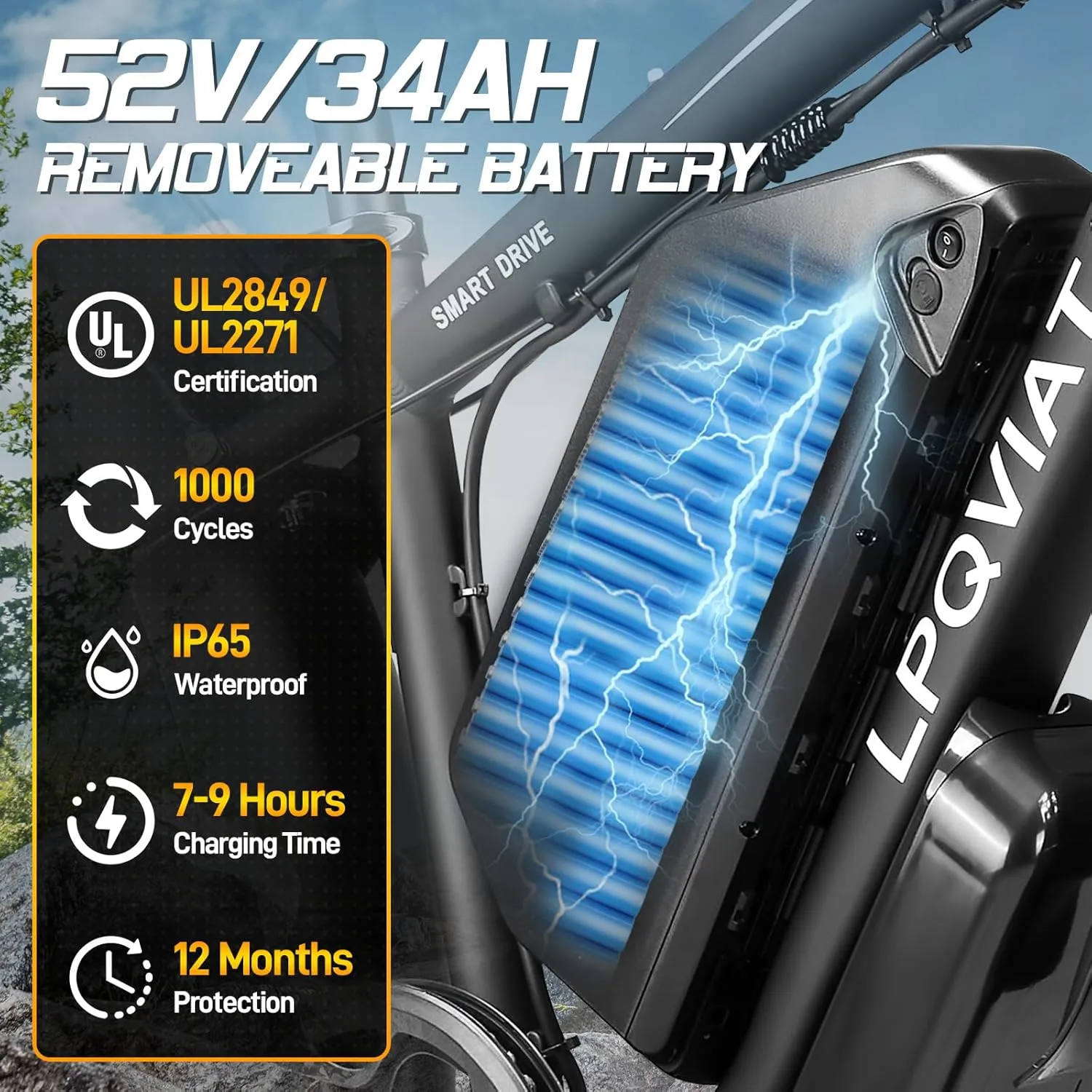 Peak-5000W-Dual-Motor-Electric-Bike for Adults, 52V 34Ah Battery Up To 105 Miles, 42-46MPH Fast-Dual-Motor-Ebike,24"*4" Front-Lockable-Suspension-Women-Men-Fat-Tire-Electric-Mountain-OffRoad-Bicycle