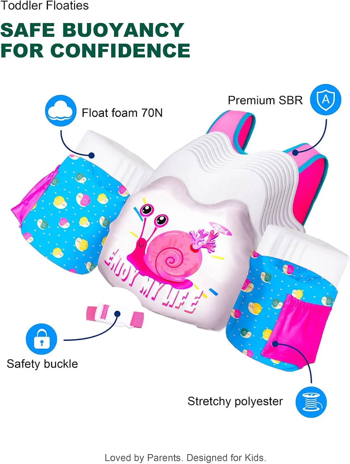 Puddle Float Jumper 20-30-50-60-70 Pounds, Toddler Swim Vest for 1-3-5-6-9 Years Old, Pool Floats with Swimming Arm Floaties Swim Jacket & Water Wings for Kids Swimmies, Boys, Girls, nios