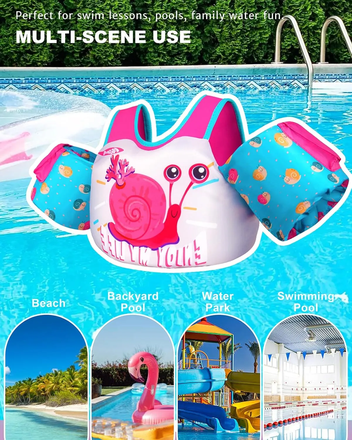 Puddle Float Jumper 20-30-50-60-70 Pounds, Toddler Swim Vest for 1-3-5-6-9 Years Old, Pool Floats with Swimming Arm Floaties Swim Jacket & Water Wings for Kids Swimmies, Boys, Girls, nios