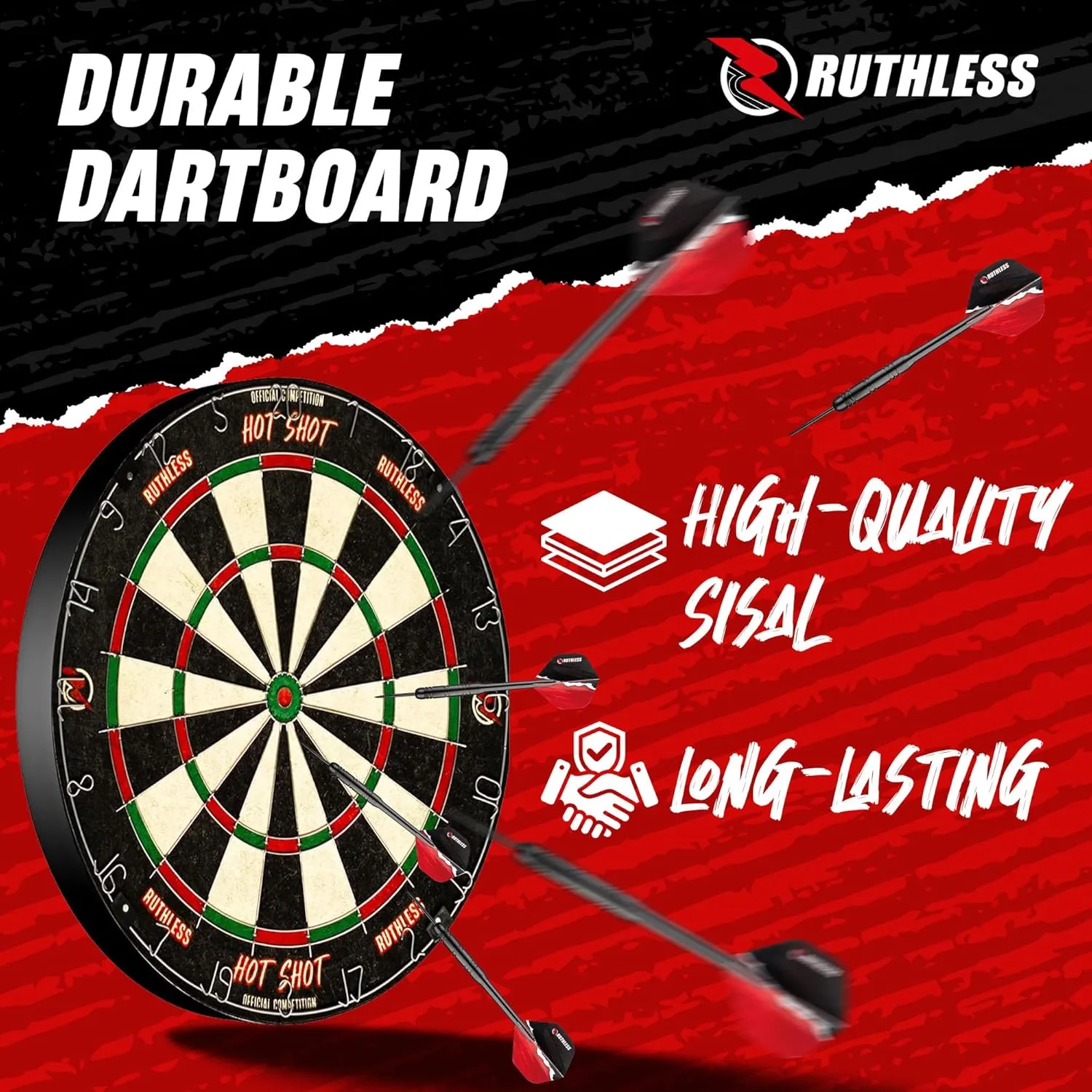 Ruthless Home Darts Centre | Complete Home Dart Board Centre Including Cabinet, Dartboard and 2 Sets of Darts