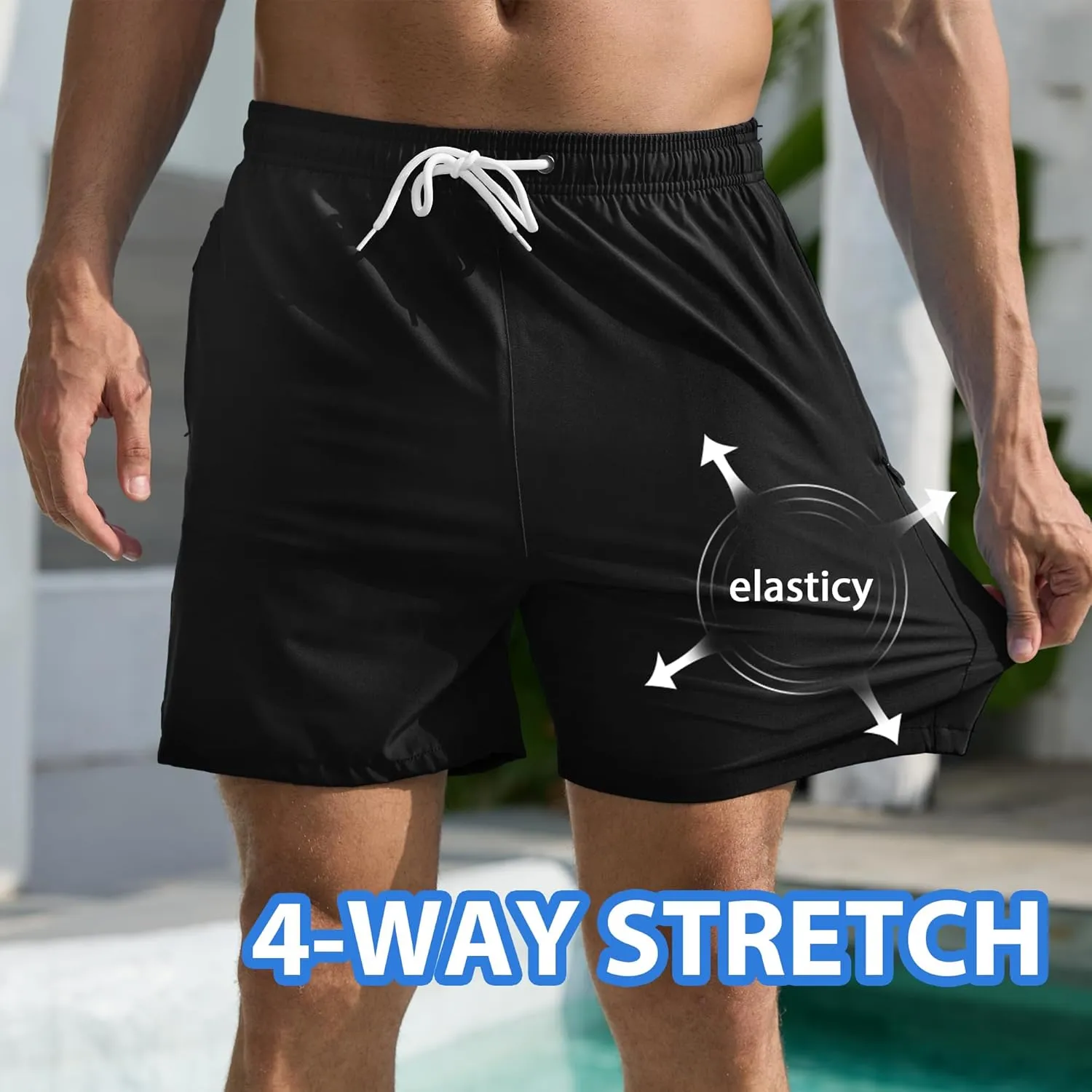 Srnede Mens Swim Trunks Swim Shorts Board Shorts Quick Dry Beach Shorts Swimwear Bathing Suits with Compression Line