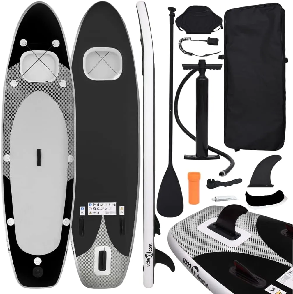 vidaXL Inflatable Stand Up Paddle Board Set Black 118.1x29.9x3.9