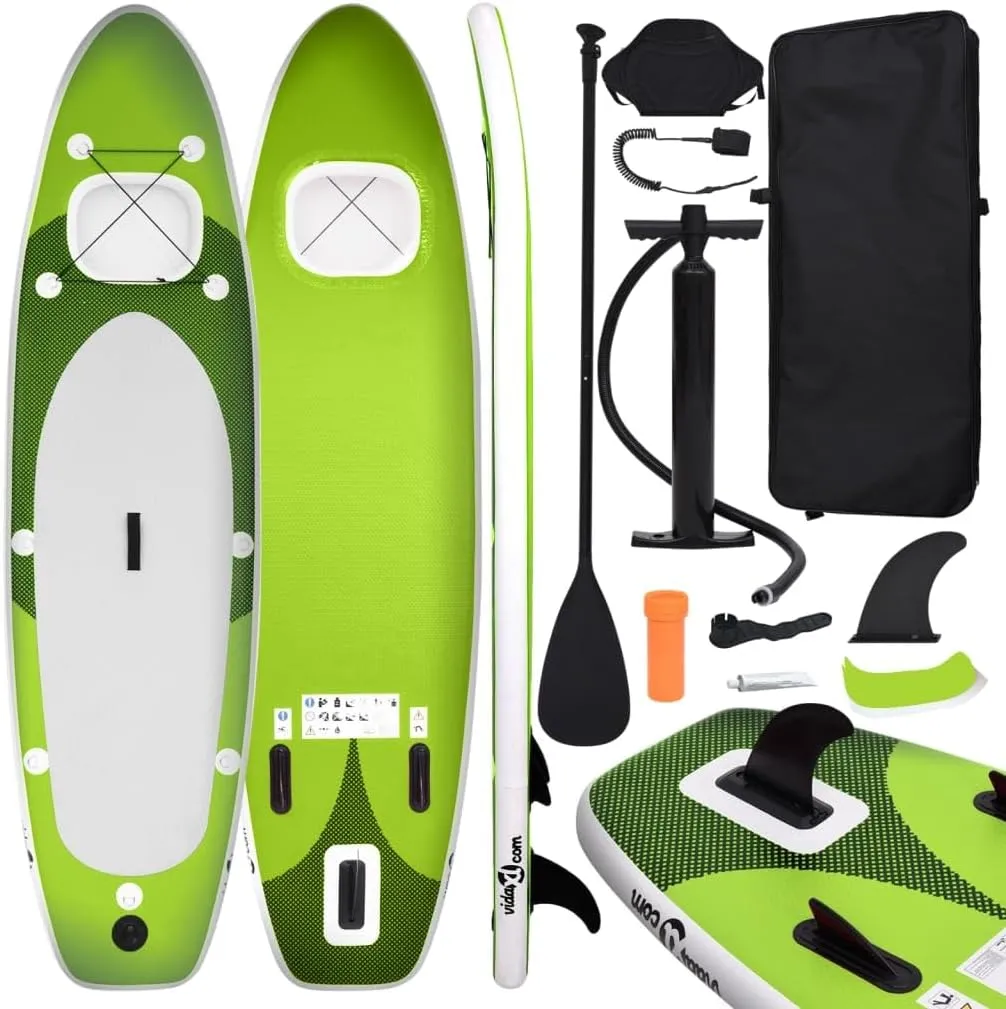 vidaXL Inflatable Stand Up Paddle Board Set Green 118.1x29.9x3.9