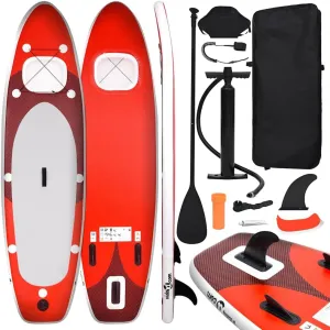 vidaXL Inflatable Stand Up Paddle Board Set Red 141.7x31.9x3.9