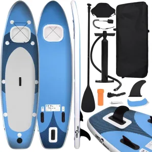 vidaXL Inflatable Stand Up Paddle Board Set Sea Blue 118.1x29.9x3.9